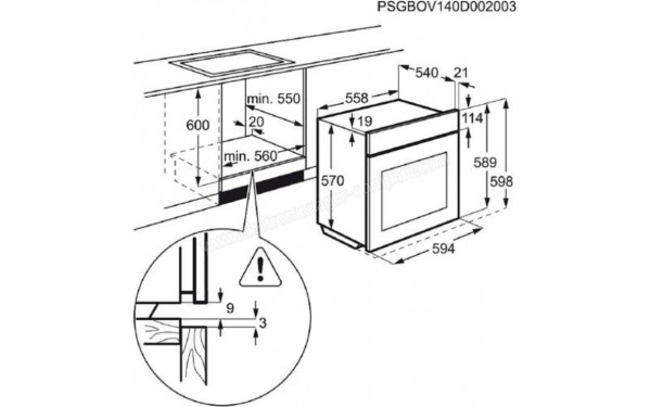 FAURE FZP37901XU - Dimensions