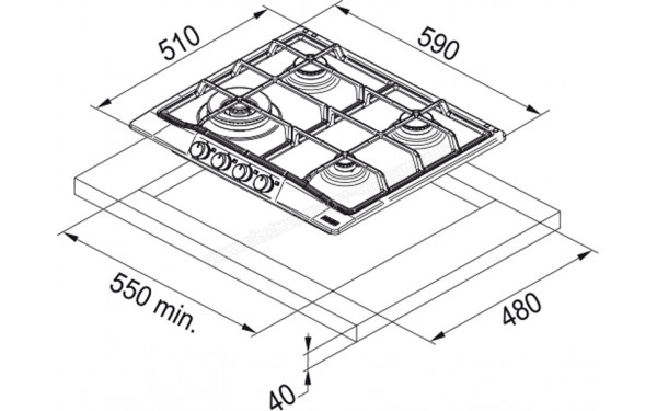 FRANKE FCH 604 3G TC C Noir - Dimensions