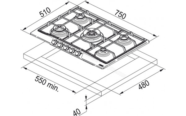 FRANKE FCH 755 4G TC C Avoine - Dimensions