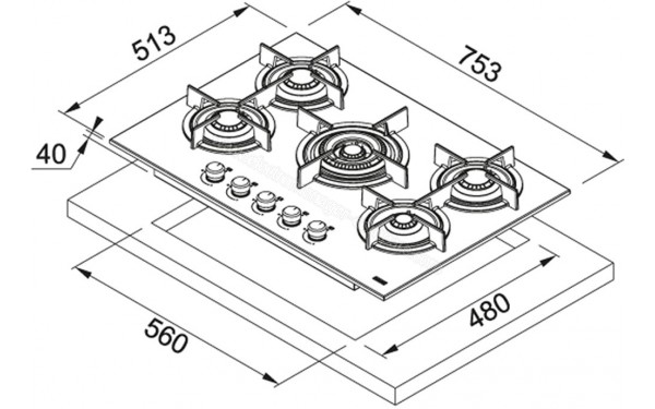FRANKE FHCR 755 4G TC HE XA C - Sch&eacute;ma technique