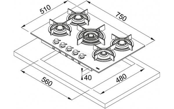 FRANKE FHCR 755 4G TC HE XS C - Sch&eacute;ma technique