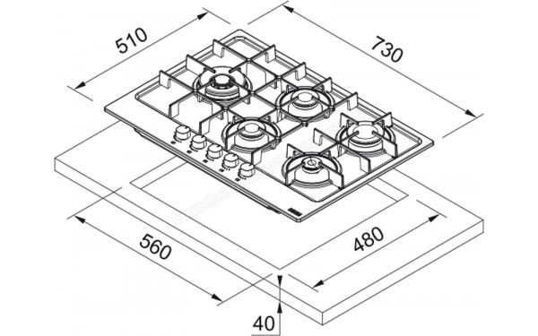 FRANKE FHMA 755 4G DCL OY C Oyster - Dimensions