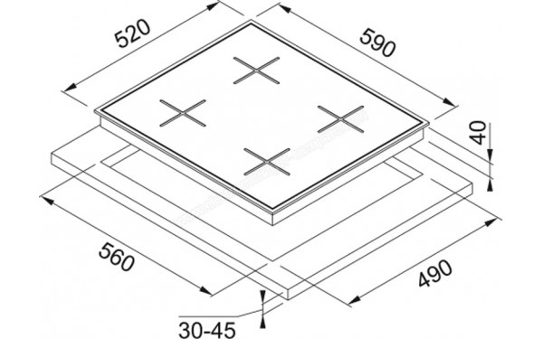 FRANKE FHNS 604 4G WH C - Dimensions