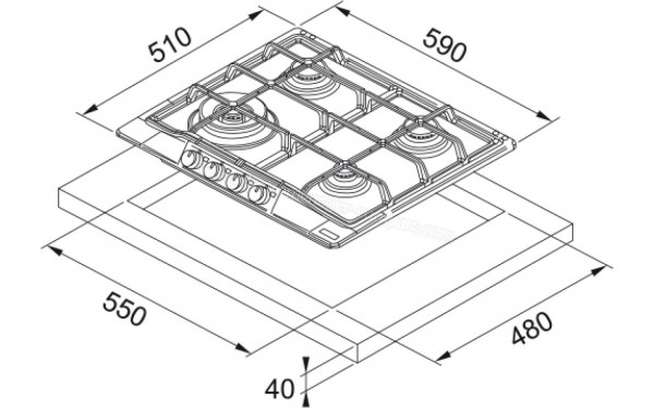 FRANKE FHTL 604 3G TC ON C - Dimensions