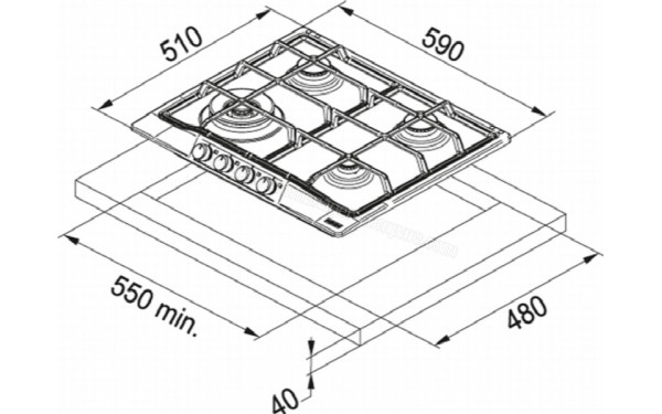 FRANKE FHTL 604 4G OA E - Dimensions