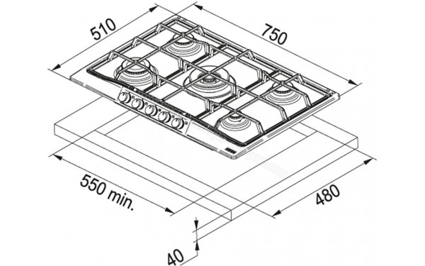 FRANKE FHTL 755 4G TC GF C - Sch&eacute;ma technique