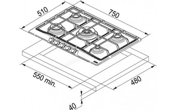 FRANKE FHTL 755 4G TC XS C - Dimensions
