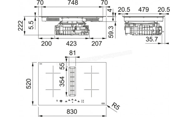 FRANKE FMA 8372 4RC R HI - Dimensions