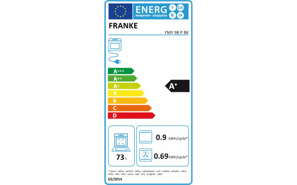 FRANKE FMY 98 P Noir - &Eacute;tiquette &eacute;nergie