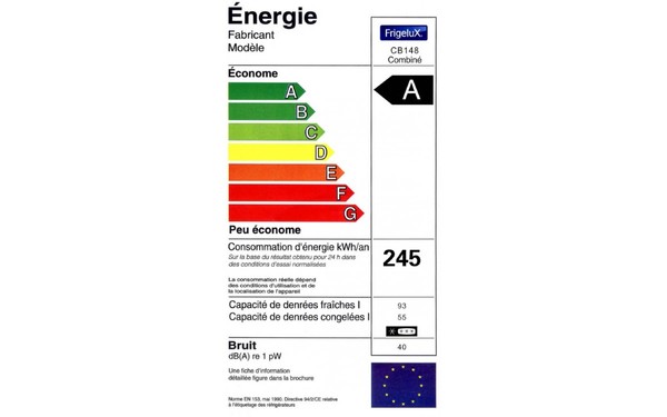 FRIGELUX CB148 - &Eacute;tiquette &eacute;nergie