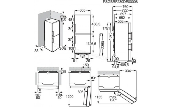 FRIGIDAIRE FFR34GFEMT - Dimensions