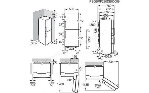 FRIGIDAIRE FKB36GFERT - Dimensions