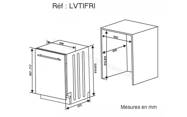 FRIONOR LVTIFRI - Schema d'encastrement