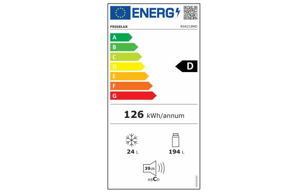 FRIGELUX R4A218ND - &Eacute;tiquette &eacute;nergie v2