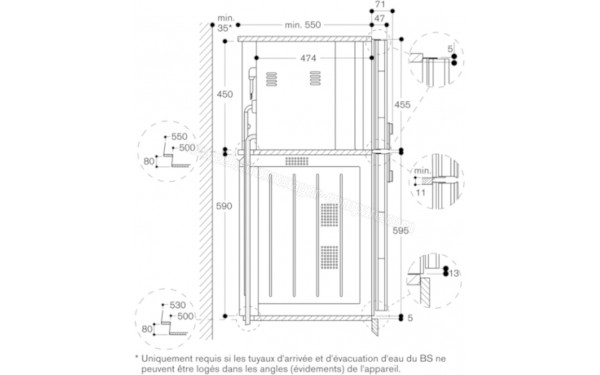 GAGGENAU BS470101 - Sch&eacute;ma technique vue lat&eacute;rale