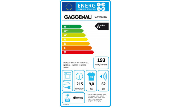 GAGGENAU WT260110 - &Eacute;tiquette &eacute;nergie