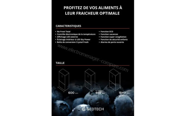 GEDTECH GCB323NFDX - Dimensions