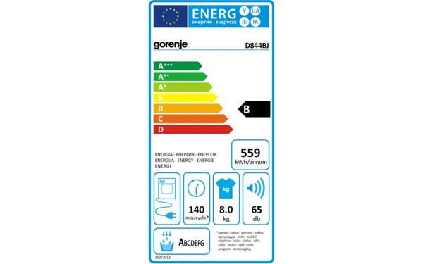 GORENJE D844BJ 2012 - &Eacute;tiquette &eacute;nergie