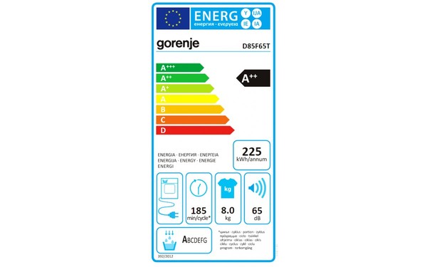 GORENJE D85F65T - &Eacute;tiquette &eacute;nergie