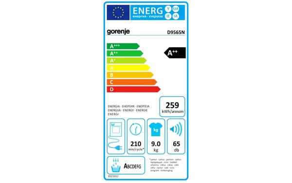 GORENJE D9565N - &Eacute;tiquette &eacute;nergie