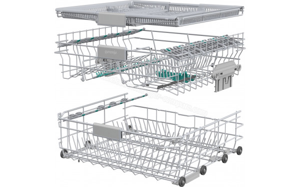 GORENJE GI673A61X - Vue du panier inf&eacute;rieur, sup&eacute;rieur et tiroir sup&eacute;rieur