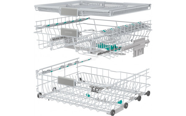 GORENJE GI693C60XUV - Vue du panier inf&eacute;rieur, sup&eacute;rieur et tiroir sup&eacute;rieur