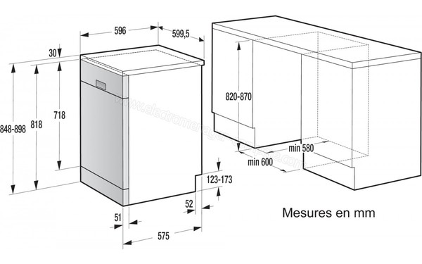 GORENJE GS65160W - Sch&eacute;ma d'encastrement