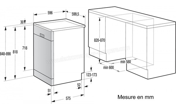 GORENJE GS65160X - Sch&eacute;ma d'encastement