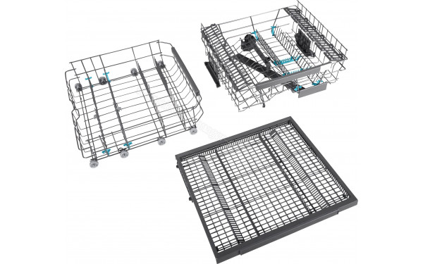 GORENJE GS671C60W - Vue du panier inf&eacute;rieur, sup&eacute;rieur et tiroir sup&eacute;rieur