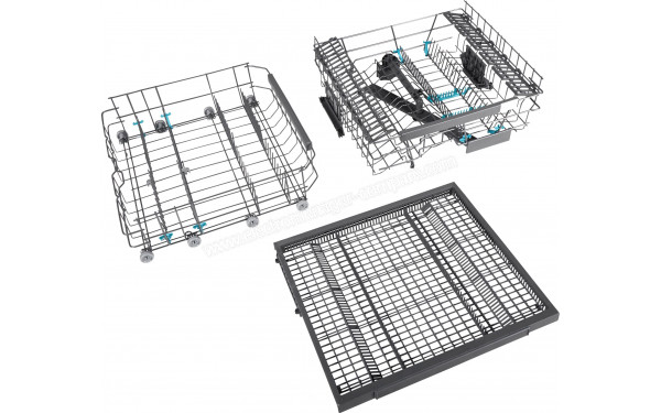 GORENJE GS671C60X - Vue du panier inf&eacute;rieur, sup&eacute;rieur et tiroir sup&eacute;rieur