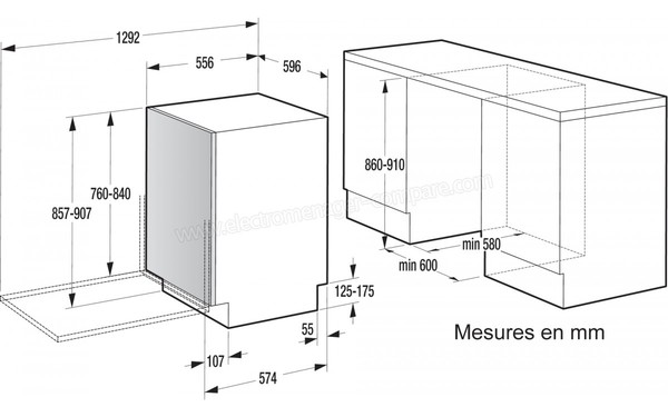 GORENJE GV67260XXL - Sch&eacute;ma d'encastrement