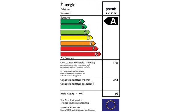 GORENJE R6295W - &Eacute;tiquette &eacute;nergie
