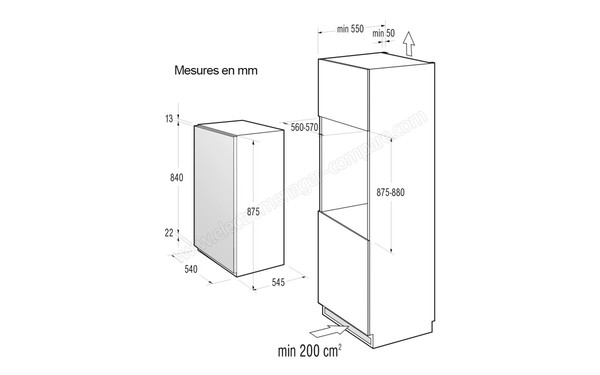 GORENJE RI4091AW - Sch&eacute;ma d'encastrement