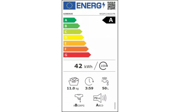 GORENJE WG2P114A22 - &Eacute;tiquette &eacute;nergie v2