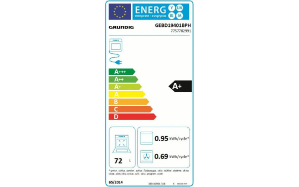 GRUNDIG GEBD 19401 BPH - &Eacute;tiquette &eacute;nergie