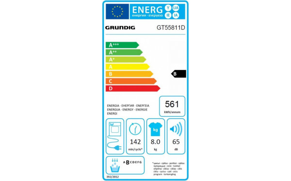 GRUNDIG GT55811D - &Eacute;tiquette &eacute;nergie