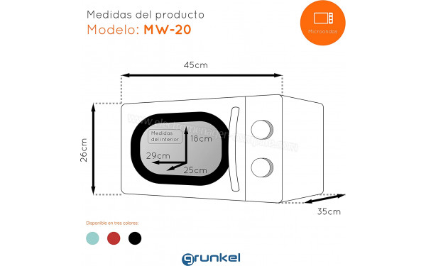 GRUNKEL MW-20ROJO - Dimensions