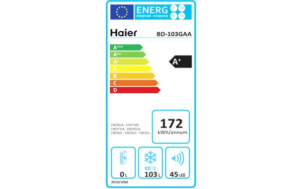 HAIER BD-103GAA - &Eacute;tiquette &eacute;nergie