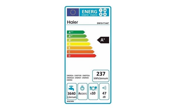 HAIER DW10-T1447B - &Eacute;tiquette &eacute;nergie
