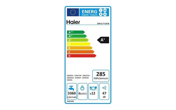 HAIER DW12-T1347B - &Eacute;tiquette &eacute;nergie