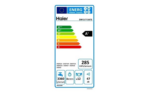 HAIER DW12-T1347S - &Eacute;tiquette &eacute;nergie
