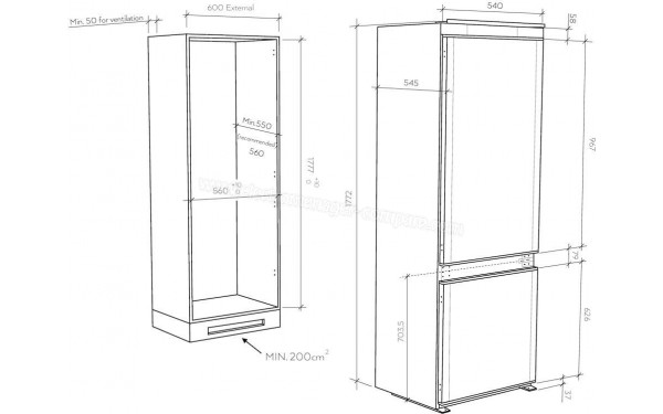 HAIER HBW5518E - Dimensions