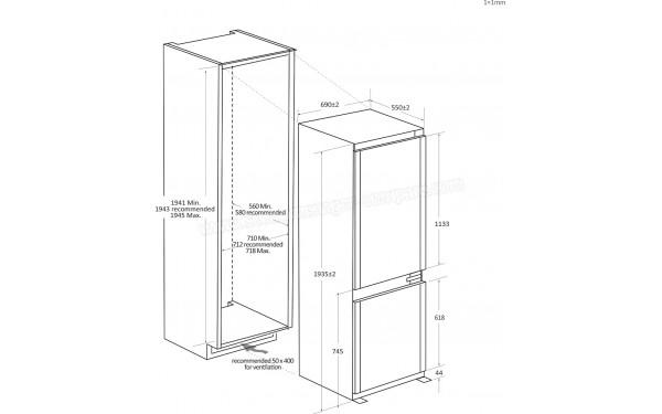HAIER HBW7719C - Dimensions