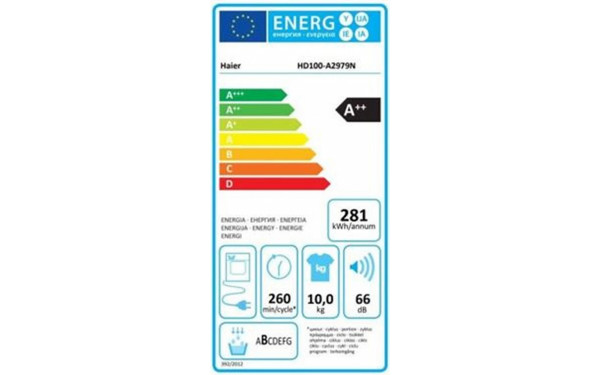 HAIER HD100-A2979N-FR - &Eacute;tiquette &eacute;nergie
