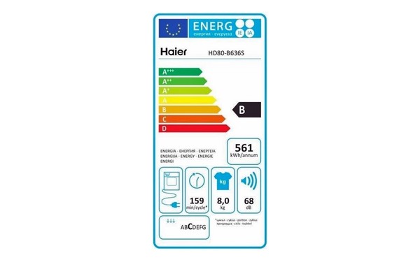 HAIER HD80-B636S - &Eacute;tiquette &eacute;nergie