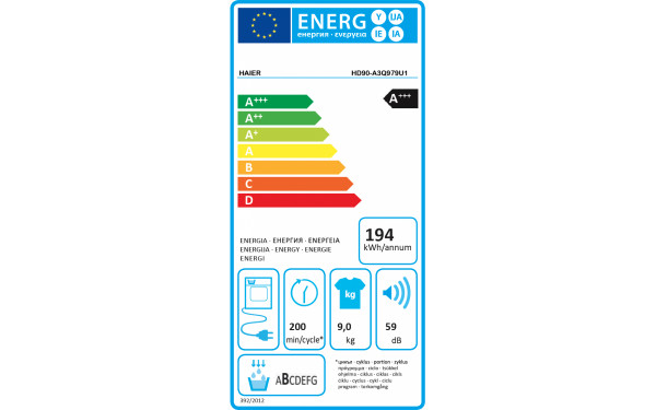 HAIER HD90-A3Q979U1-FR - &Eacute;tiquette &eacute;nergie