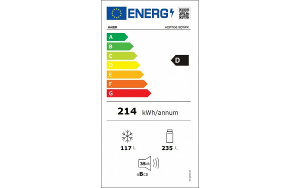 HAIER HDPW5618DNPK - &Eacute;tiquette &eacute;nergie v2