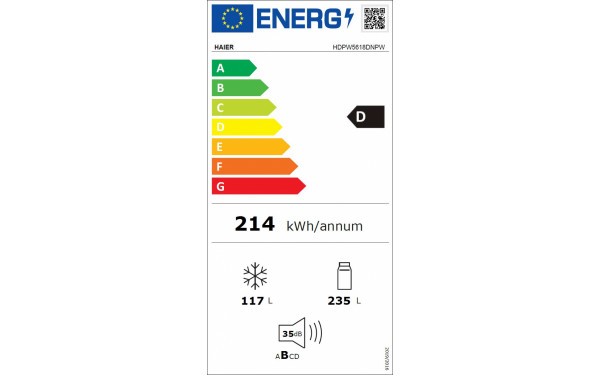 HAIER HDPW5618DNPW - &Eacute;tiquette &eacute;nergie v2
