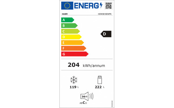 HAIER HDW3618DNPK - &Eacute;tiquette &eacute;nergie v2