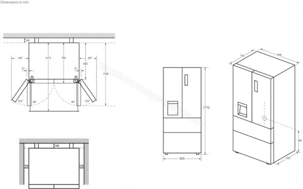 HAIER HFW7918EIMB - Dimensions